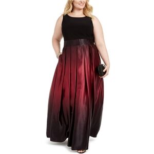 Elegant Black and Red Ombre Evening Gown